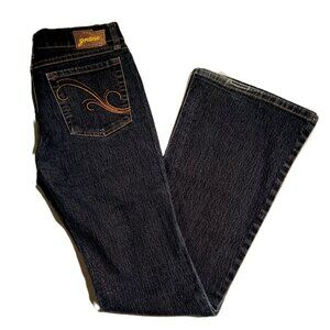 GRANE Denim Jeans  sz 0  Dark Wash  Low Rise  Flare Hem  Stretch  Pocket Stitch